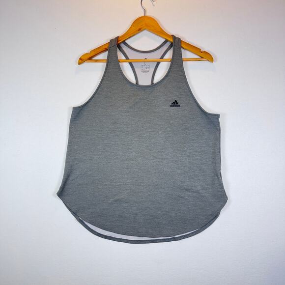 adidas Tops - Adidas Womens Large AEROREADY Gray Racerback Tank Top Mesh Lined Workout Yoga